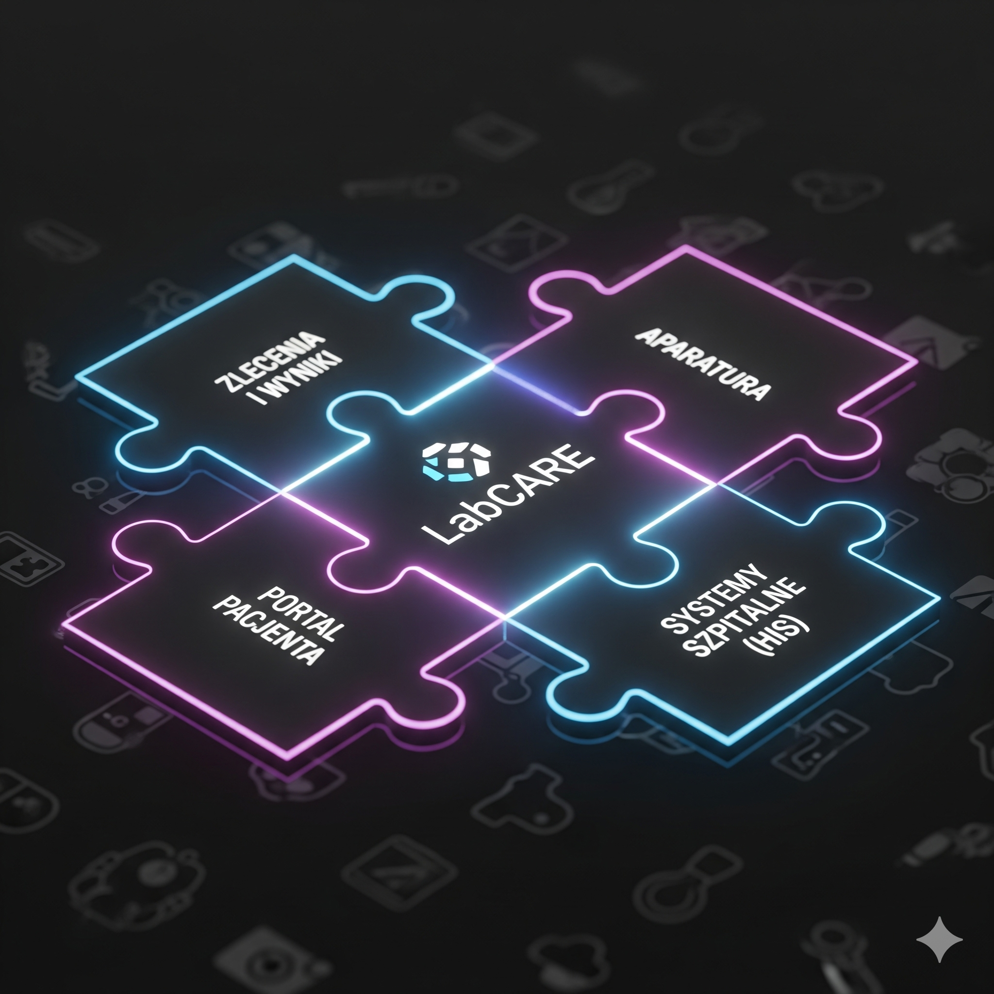 Grafika pokazująca integrację systemów w LabCARE